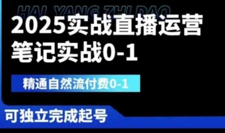 2025实战直播运营0-1，精通自然流付费0-1，可独立完成起号