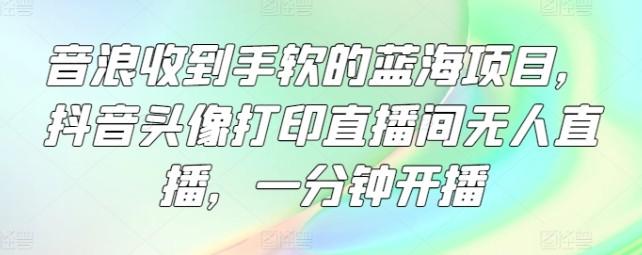 音浪收到手软的蓝海项目，抖音头像打印直播间无人直播，一分钟开播